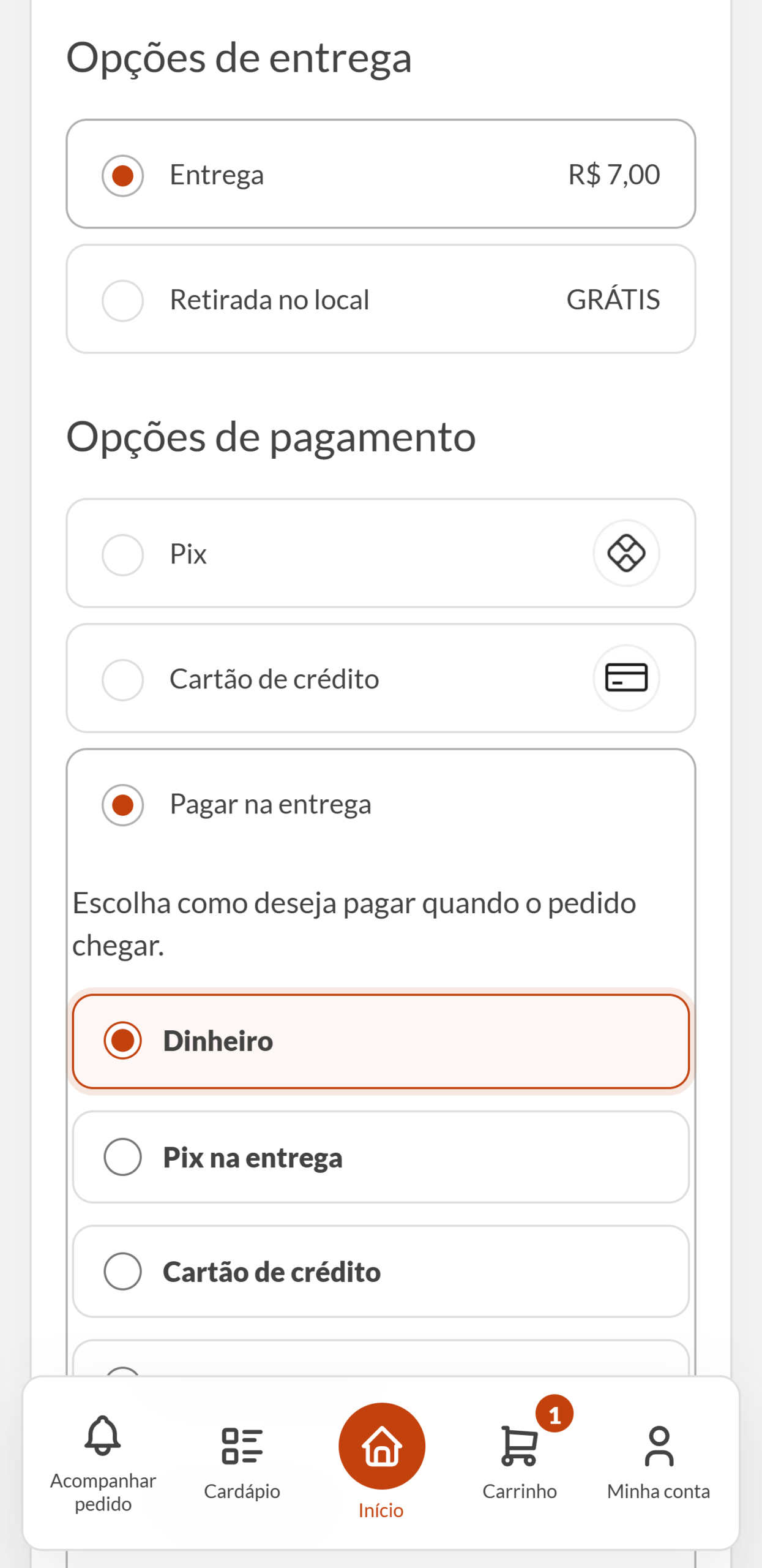 Cliente revisa o carrinho