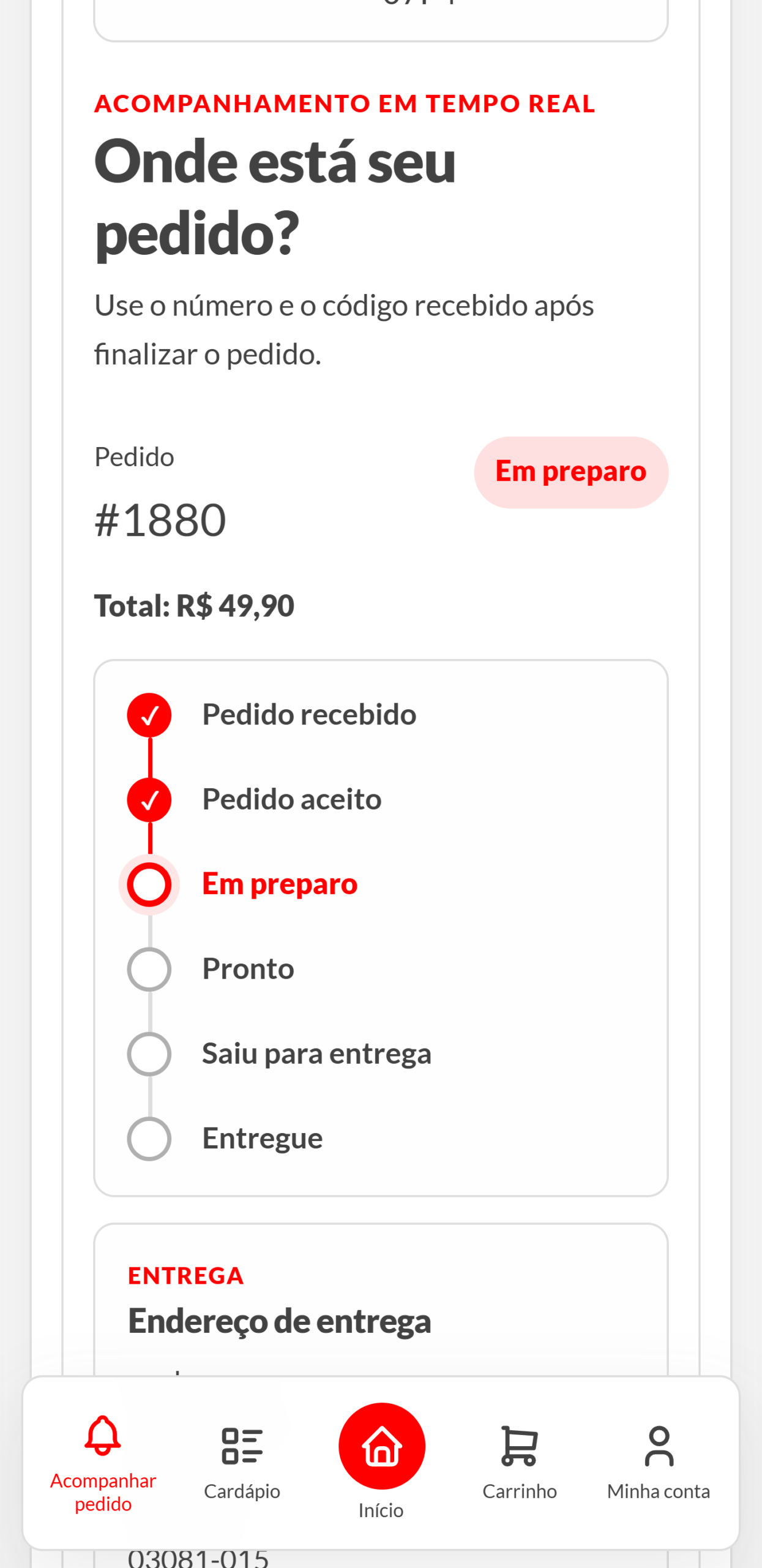 Cliente finaliza o pedido