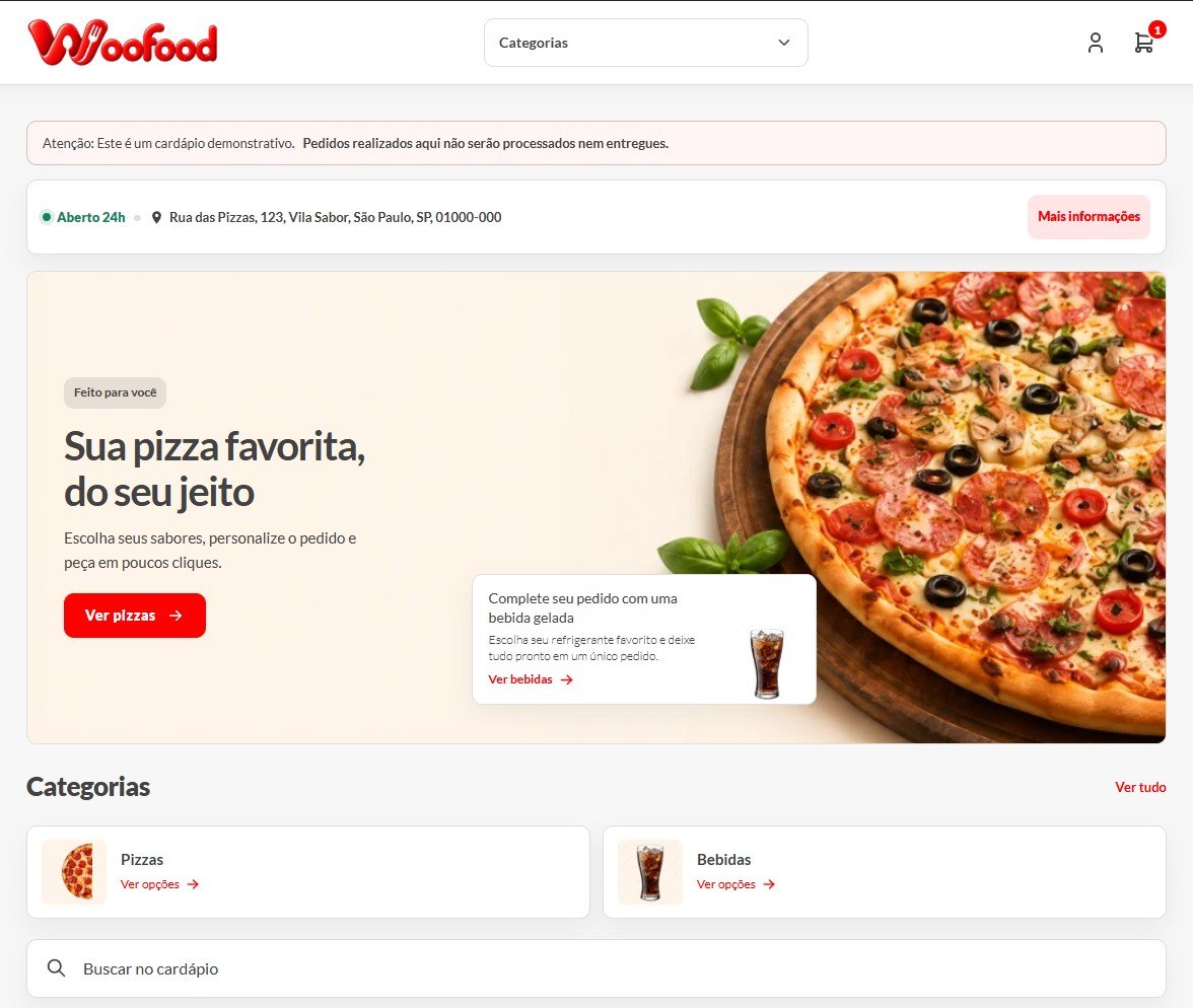 Loja WooFood para Pizzarias no computador e no celular